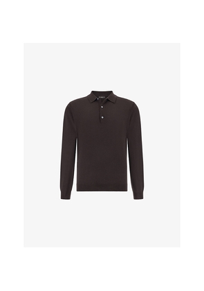 Mens Boggi Milano Long-Sleeve Knitted Merino-Wool Polo Shirt