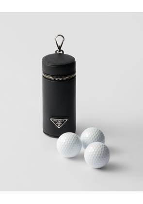 Saffiano leather golf ball case
