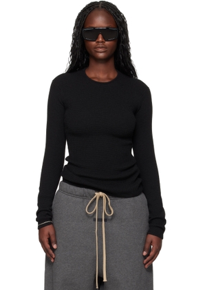 Fear of God ESSENTIALS Black Holiday Waffle Long Sleeve T-shirt