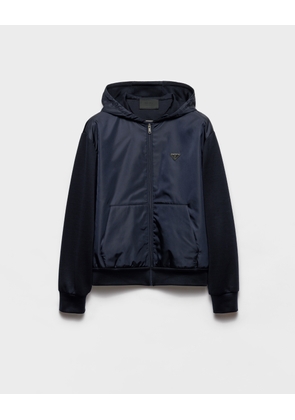 Technical cotton and Re-Nylon hoodie
