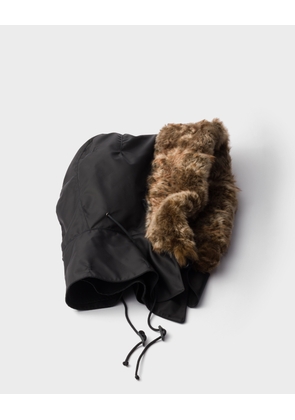 Re-Nylon and shearling hood