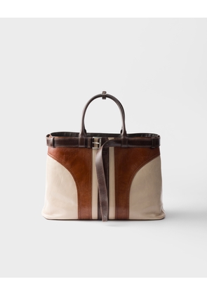 Prada Buckle antiqued leather bag with belt