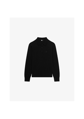Mens The Kooples Logo-Embroidered Polo-Collar Wool Jumper