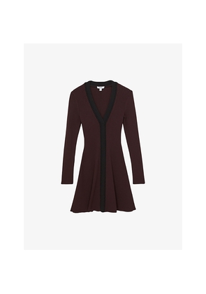 Womens Reiss Alma V-Neck Knitted Mini Dress