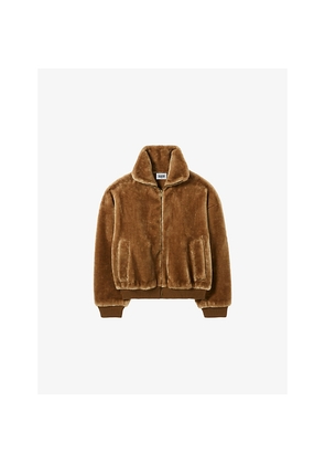 Womens Claudie Pierlot Zipped High-Neck Faux-Fur Coat