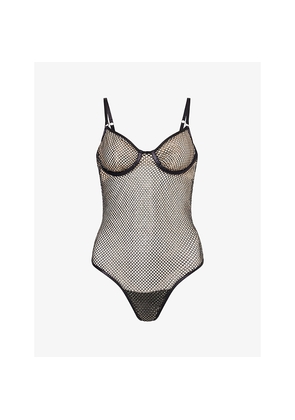 Womens Bluebella Noor Wired Diamante Sheer-Mesh Bodysuit