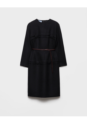 Chevron wool dress with belt