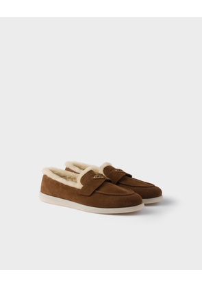 Suede and shearling loafers