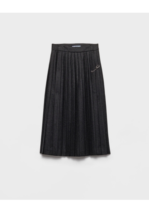 Pleated wool flannel skirt