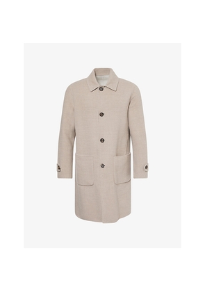 Mens Eleventy Reversible Long-Sleeve Wool Overcoat