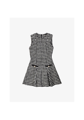 Womens Maje Houndstooth Flared Tweed Mini Dress