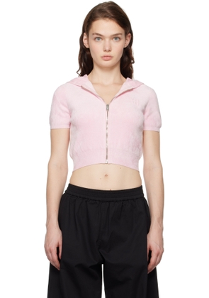 alexanderwang.t Pink Cropped Zip-Up Hoodie