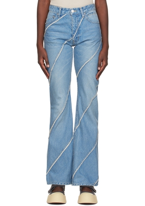 PERVERZE SSENSE Exclusive Blue Nano Mist Denim-Bias Line Jeans