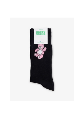 Mens Happy Socks Teddy Bear Crew-Length Cotton-Blend Socks