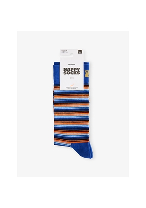 Mens Happy Socks Stripes Cotton-Blend Crew Socks