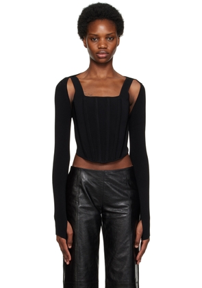 Dion Lee Black Pointelle Corset & Cardigan