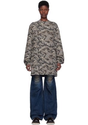 We11done Gray Camouflage Long Sleeve T-Shirt