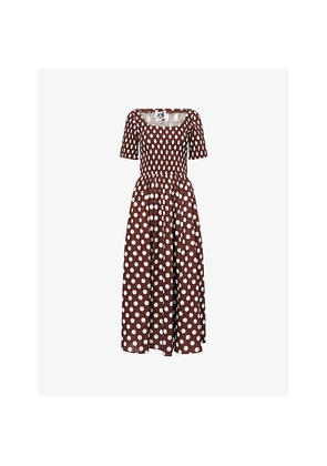 Womens Amy Lynn Matilda Short-Sleeves Cotton-Poplin Maxi Dress