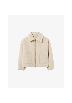 Womens Claudie Pierlot Zipped Shearling-Effect Coat