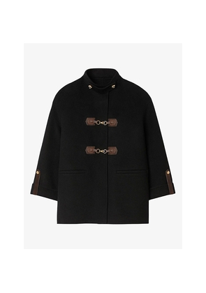 Womens Sandro Oversized Long-Sleeve Wool Pea Coat