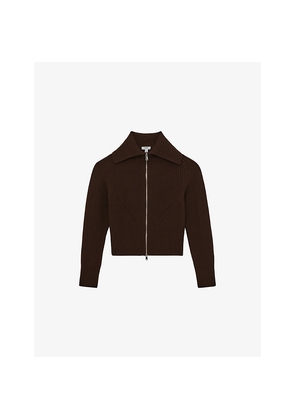 Womens Reiss Ruby Zip-Up Wool Cardigan