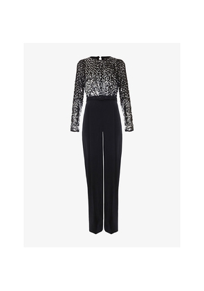 Womens Phase Eight Shio Sequin-Embellished Long-Sleeve Stretch-Woven Jumpsuit
