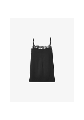 Womens Whistles Lace-Trim Crepe Cami Top