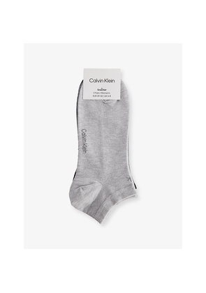 Womens Calvin Klein Logo Stretch-Cotton Trainer Socks Pack Of Three