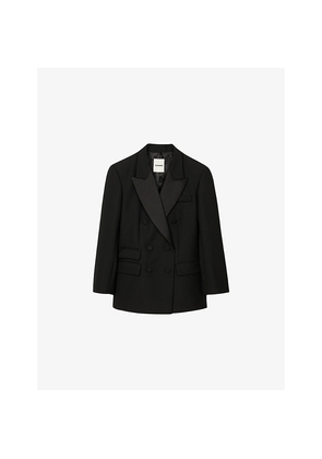Womens Sandro Tuxedo Double-Breasted Wool-Blend Jacket