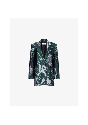 Womens Dries Van Noten Bastis Single-Breasted Jacquard Woven Jacket