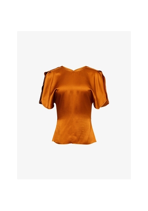 Womens Victoria Beckham Draped Sleeve Satin Top