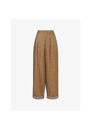 Womens Darkpark Danielle Wide-Leg Linen and Cashmere-Blend Trousers