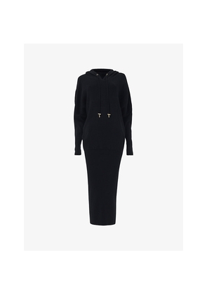 Womens Leem Hooded Ribbed Knitted Midi Dress