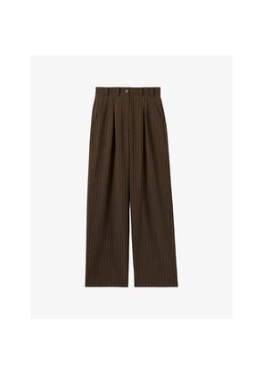 Womens Claudie Pierlot Straight High-Rise Stretch Wool-Blend Trousers