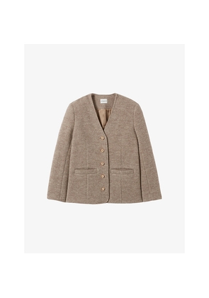 Womens Claudie Pierlot Buttoned V-Neck Wool Jacket