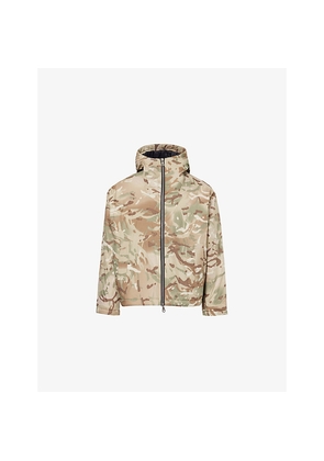 Mens Cole Buxton Camouflage-Print Hooded Cropped Woven Parka