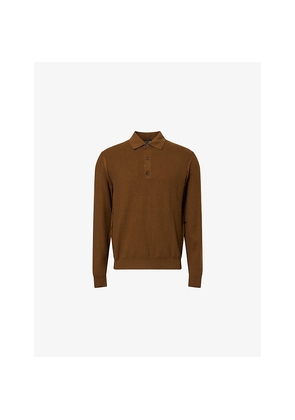 Mens Tom Ford Regular-Fit Long-Sleeves Silk and Cotton-Piqué Polo Shirt