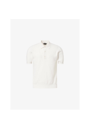 Mens Tom Ford Regular Fit Short-Sleeves Silk and Cotton-Piqué Polo Shirt