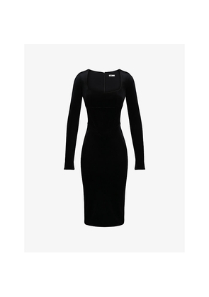 Womens House of CB Asha Square-Neck Stretch-Woven Midi Dress