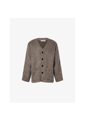 Mens Our Legacy V-Neck Patch-Pocket Wool-Alpaca Blend Cardigan