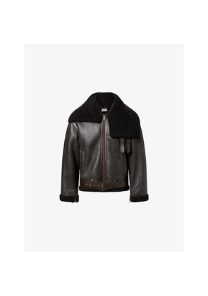 Mens JW Anderson Oversized-Collar Shearling Aviator Jacket
