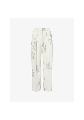Womens Victoria Beckham Floral Wide-Leg Stretch-Woven Trousers