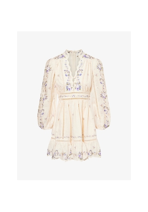 Womens Zimmermann Patience Plunge Linen Mini Dress