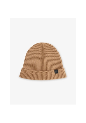 Mens Tom Ford Branded-Tab Ribbed Cashmere Beanie Hat