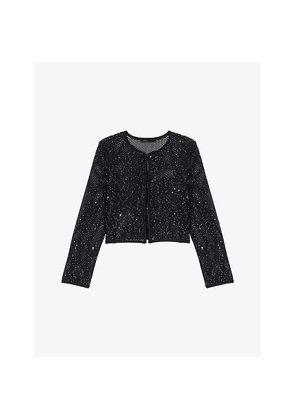 Womens Maje Rhinestone-Embellished Knitted Cardigan