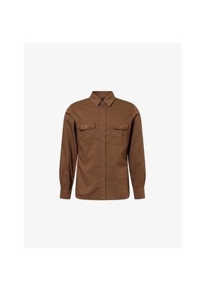 Mens Tom Ford Regular-Fit Long-Sleeves Cotton and Linen Shirt