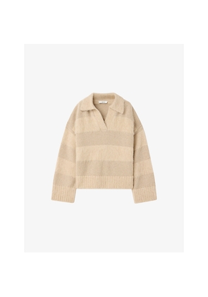 Womens Joseph Take Stripe Brushed Alpaca-Blend Jumper