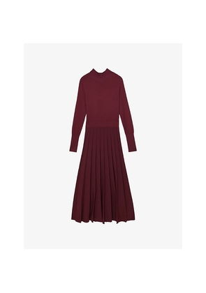 Womens Reiss Alicia Belted Knit Pleated Midi Dress