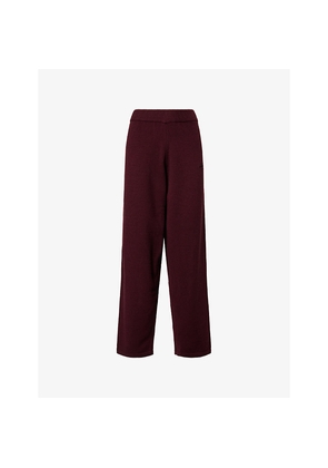 Womens Ru & Rocka Oversized Brand-Embroidered Knitted Jogging Bottoms