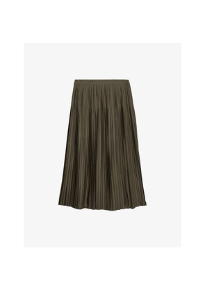 Womens Reiss Savannah Pleated Satin Midi Skirt